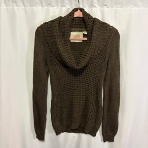 Angel of the North Anthropologie Brown Cowl Neck Wool Mohair Blend Sweater Small